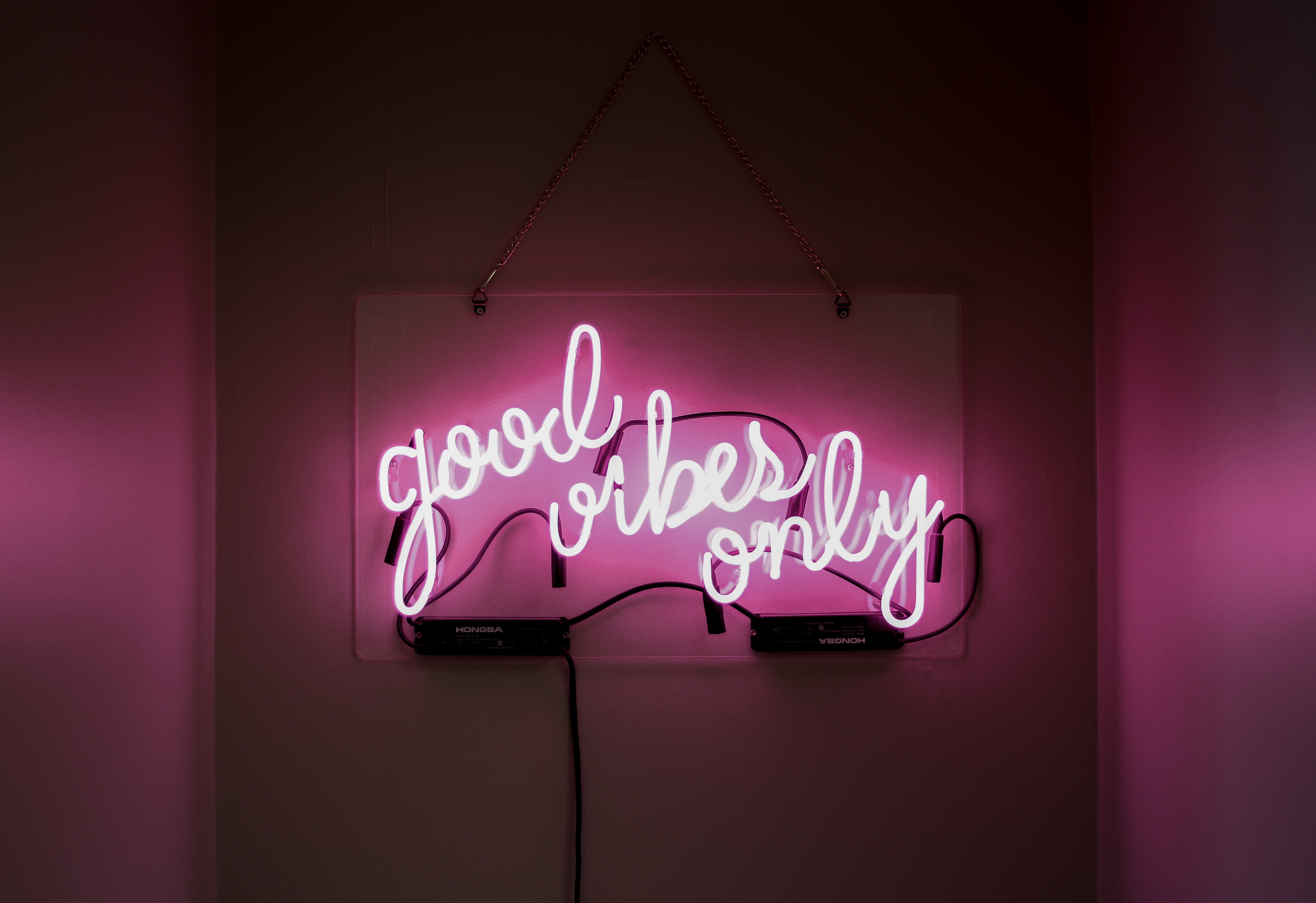 pink Good Vibes neon sign
