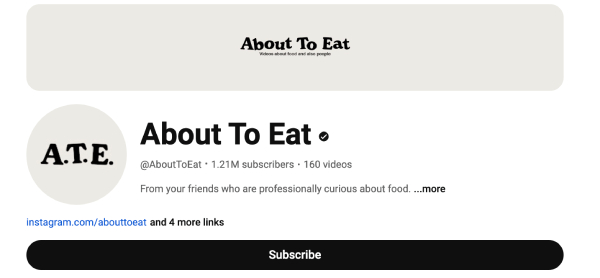 About To Eat (@AboutToEat) - 1.21M Subscribers