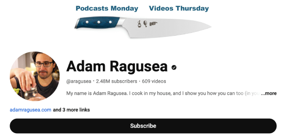 Adam Ragusea (@aragusea) - 2.47M Subscribers