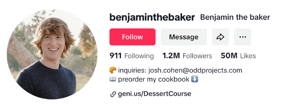 Benjamin The Baker (@benjaminthebaker) – 1.2M followers