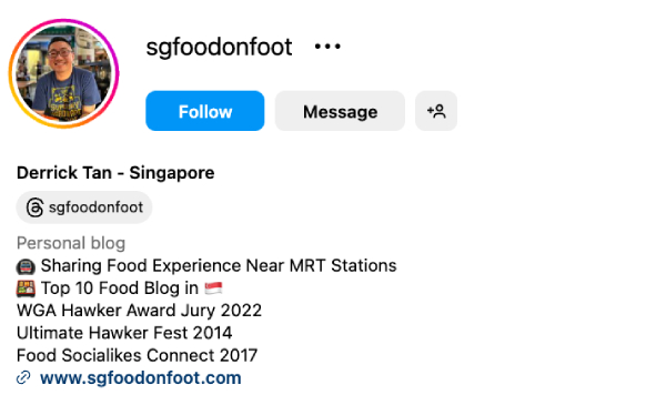 Derrick Tan (@sgfoodonfoot) – 76.9K Followers