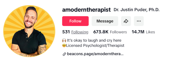 Dr Justin Puder (@amoderntherapist) – 674.6K followers