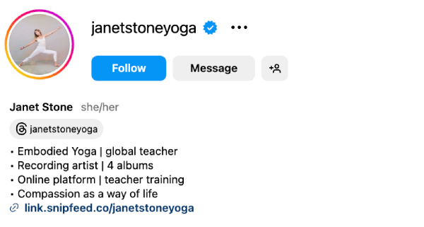 Janet Stone (@janetstoneyoga) – 62.8K Followers