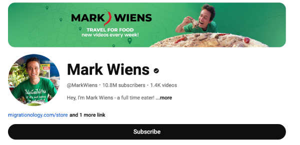 Mark Wiens (@MarkWiens) - 10.8M Subscribers