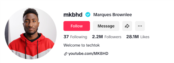 Marques Brownlee (@mkbhd) – 2.2M followers