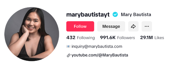 Mary Bautista (@marybautistayt) – 991.6K followers