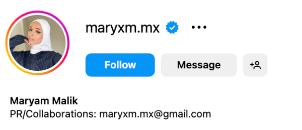 Maryam Malik (@maryxm.mx) – 916K Followers