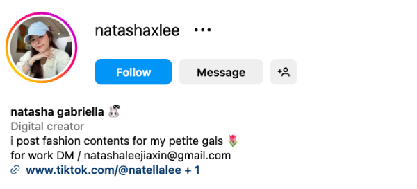 Natasha Gabriella Lee (@natashaxlee) - 10.5K Followers