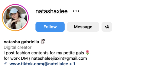 Natasha Gabriella Lee (@natashaxlee) - 10.8K followers