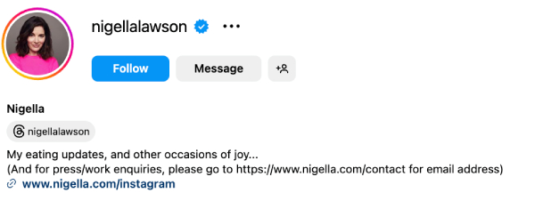 Nigella Lawson (@nigellalawson) – 3.1M Followers