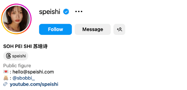 Soh Pei Shi (@speishi) – 378K followers