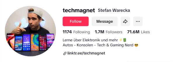 Stefan Warecka (@techmagnet) – 1.7M followers