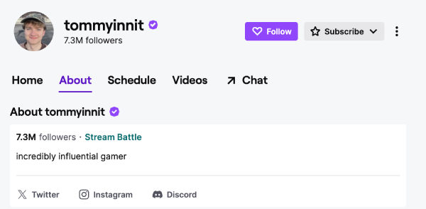 Tommy (@tommyinnit) – 7.3M followers