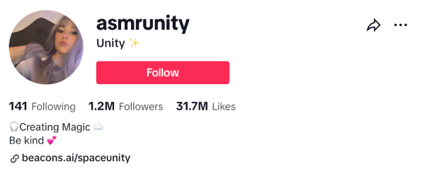 Unity (@asmrunity) - 1.2M Followers