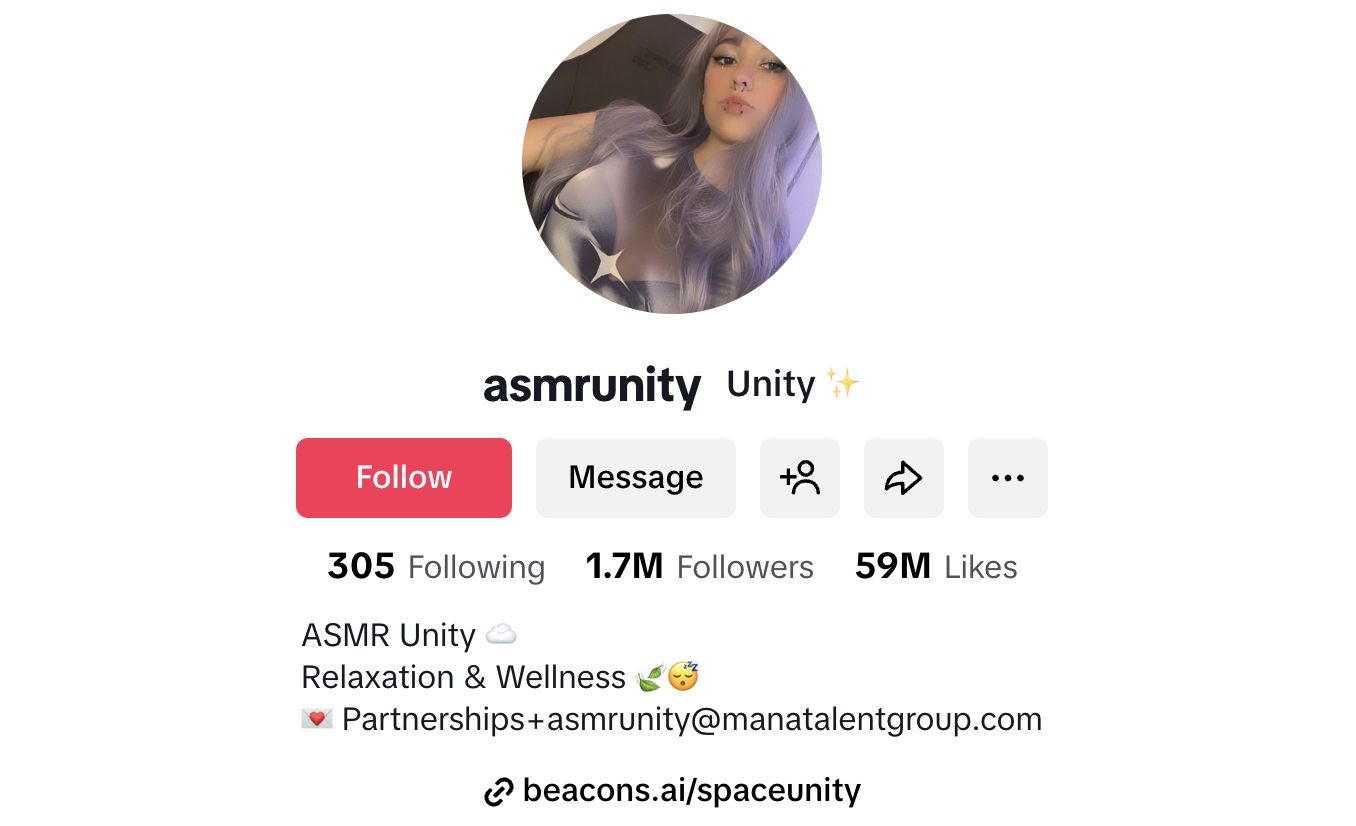 Unity (@asmrunity) – 1.7M Followers